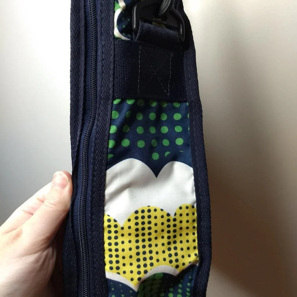 Lesportsac Zippered Laptop Bag Green Yellow Blue White Abstract Pattern School